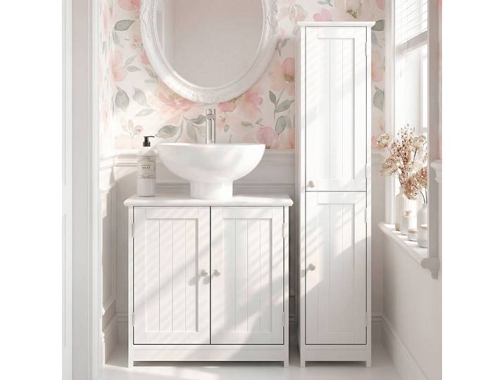 kleankin Meuble Salle de Bain Blanc 60x30x60cm Sous-Lavabo