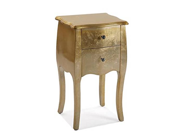 Versa Cagliari Nachttisch oder zusätzlicher Tisch für das Schlafzimmer oder Wohnzimmer, mit 2 Schubladen, Maßnahmen (H x L x B) 71 x 35 x 40 cm, Holz, Farbe: Gold