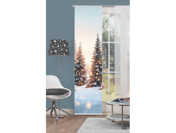 Schiebegardine HOME WOHNIDEEN SCHNEETANNEN , bunt (natur), B:60cm H:245cm, Polyester, Gardinen, Schiebegardine, Schiebewand, Dekostoff, Digitaldruck