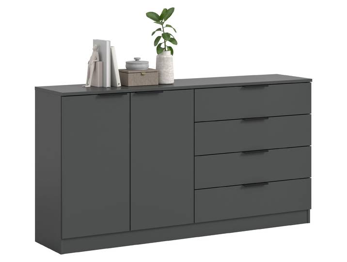Kopenhagen buffet 4 tiroirs\, 2 portes anthracite.
