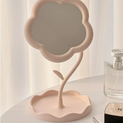 Fusion Finds Flower Vanity Makeup Mirror With Rotating Desktop Stand For Bedroom & Dorm pink