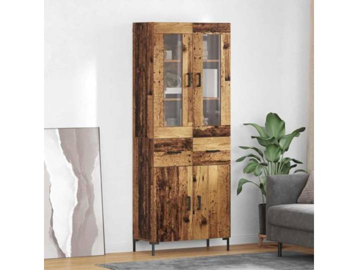 RJPLMFV Wandschrank, 2 Schubladen, Holz Türen aus Glas, matte Oberfläche, moderne Aufbewahrung, Wandmontage
