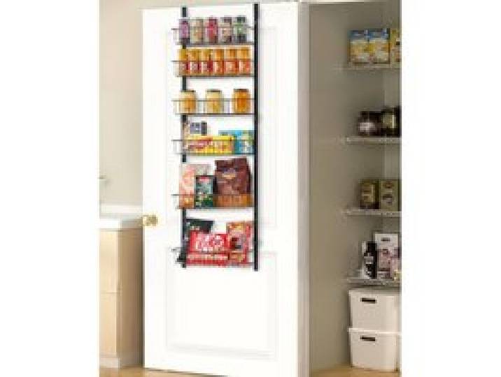 VEVOR Vorratsschrank Speisekammer-Organizer Aufbewahrung über der Tür, 6-stufige Gewürzregale zum Aufhängen aus Stahl, verstellbare Lagerregale für die Wand, für Zuhause Küche Badezimmer, schwarz
