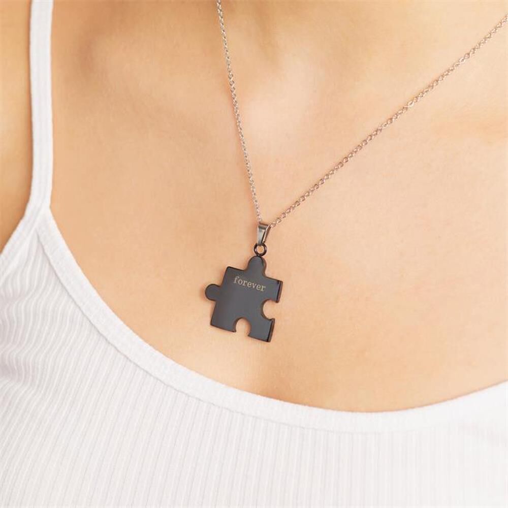 Unique Partneranhänger Forever yours aus schwarzem Edelstahl schwarz