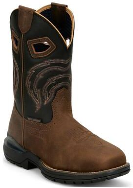 "Justin Boots Warhawk 11"" Square Nano Comp Toe - Mens 11 Black Boot E2"