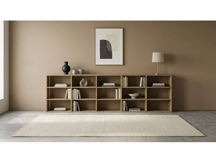 Niedriges Bücherregal aus Massivholz - Sideboard mit vielen Optionen Eiche Kaffee geölt