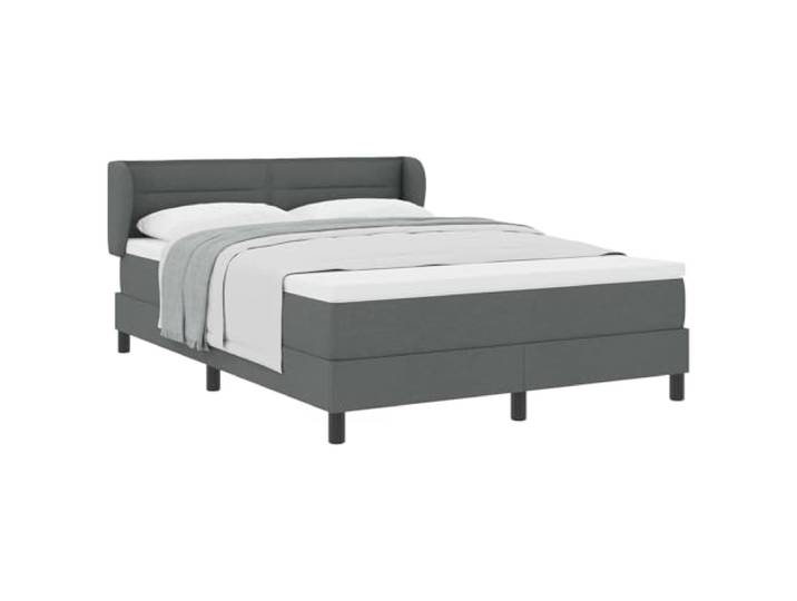 PUGYNBK Boxspringbett, Dunkelgrau, 140 x 200 cm mit Lattenrost Verstellbares Kopfteil, Taschenfederkernmatratze, Rahmen aus Holz und Kiefer, für Hauptschlafzimmer