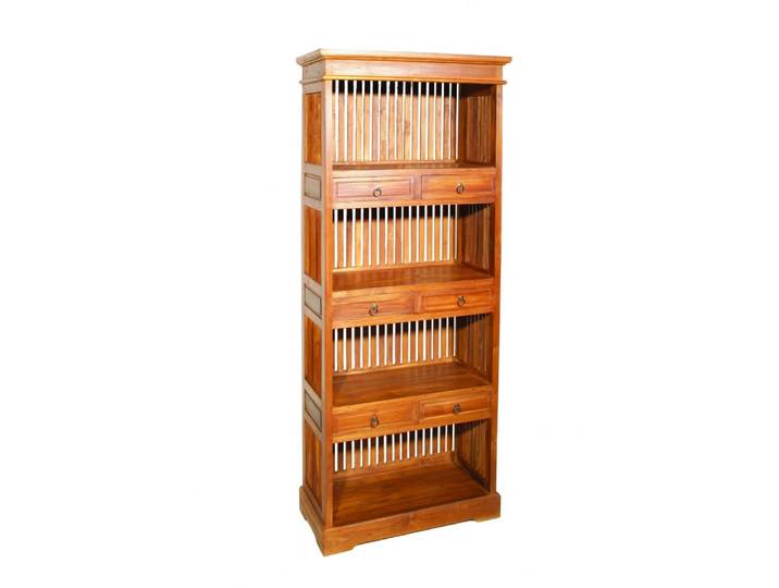 Etagère bibliothèque 6 tiroirs en teck