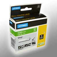 Dymo Label Band IND 1805414 weiß auf grün 12mm x 5,5m Vinyl