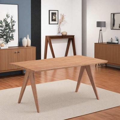 ZWYO HOSIMU "63"" Modern Rectangular Dining Table, Grain Kitchen Table with Solid Wood Four-Leg Base for 6"