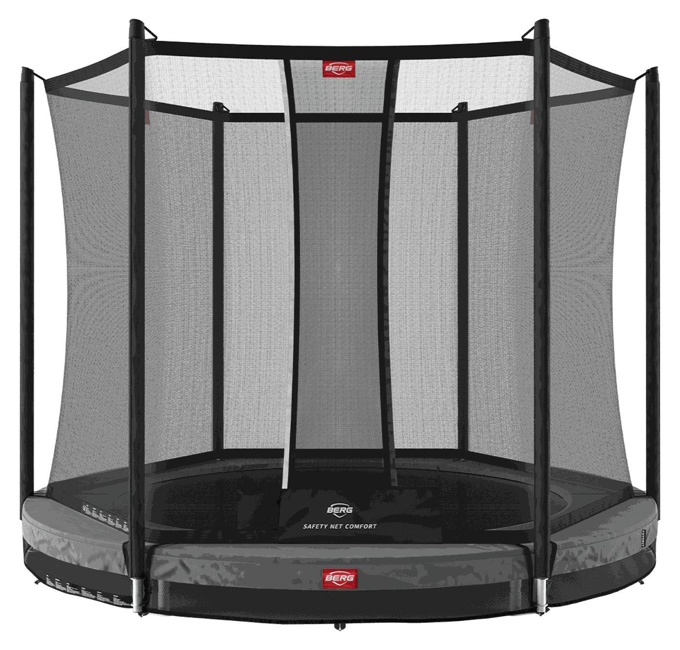 BERG Bodentrampolin Favorit InGround 270 + Sicherheitsnetz Comfort Grau