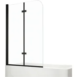 Emke, Duschkabine + Duschwand, Duschwand für Badewanne 100x140cm Glas-Duschwand, 2-teilig Faltbar, Leicht zu Reinigen, Schwarz (100 cm, 100 cm, 140 cm)