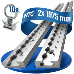 NTG Airlineschiene Standard, Set, zum Schrauben, 2 Stück, 200 cm, Aluminium, silber, eckig, mit 10 Fittingen