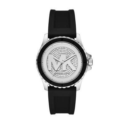 Quarzuhr MICHAEL KORS "Everest", schwarz, Armbanduhren, Damen, Quarzuhr, Armbanduhr, Silikonarmband, analog, Glassteine