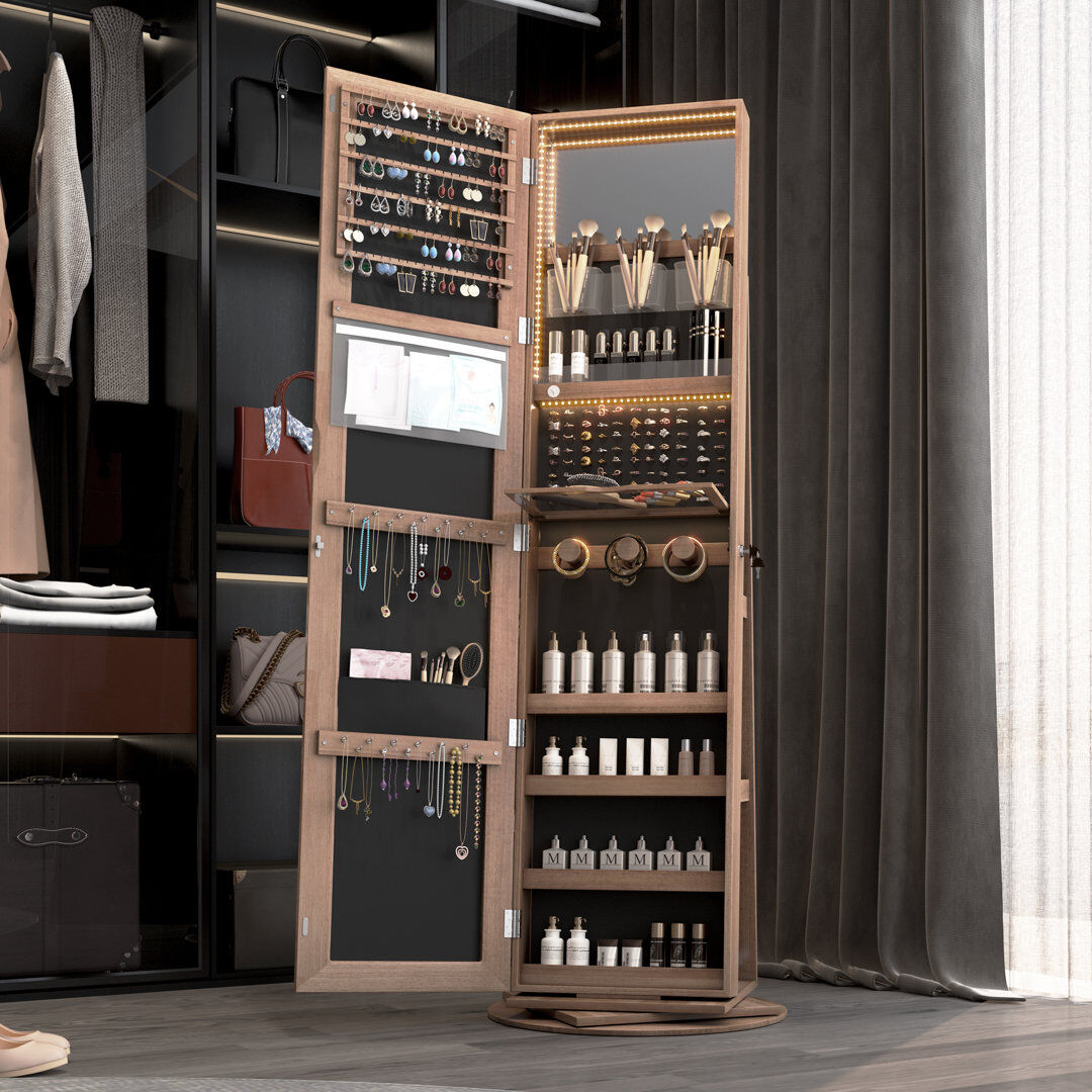 Union Rustic Blackhorse Jewelry Armoire Brown 160cm H X 37cm W X 55cm D