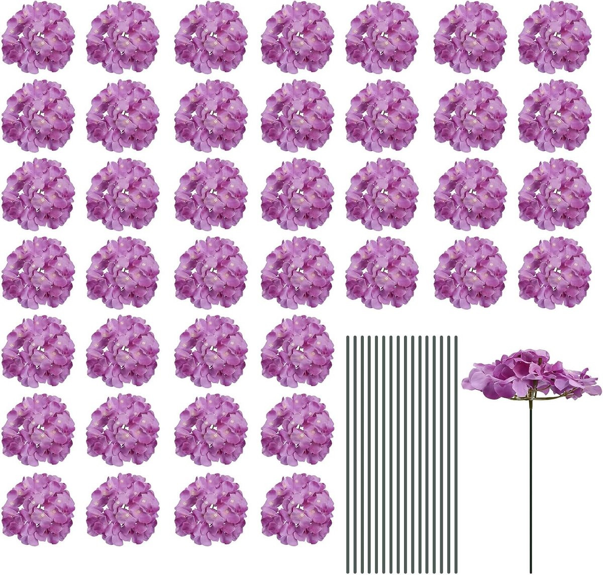 SnelShoppen Kunstmatige Hydrangea Bloemen Paars - 30 Stuks Zijden Bloemen voor Bruiloft en Decoratie