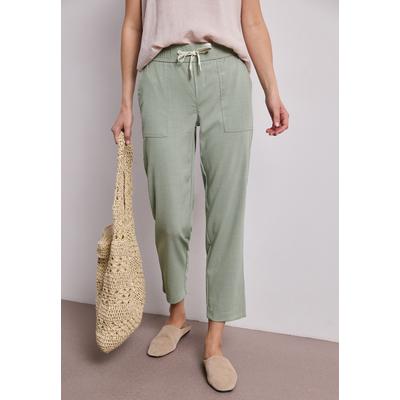 Stoffhose STREET ONE, Damen, Gr. 40, Länge 28, grün (mint leaf), Stoff, 47% Viskose, 45% Polyester, 4% Elasthan, 4% Polyamid, gemustert, loose fit knöchelfrei, Hosen Stoffhose, im Loose Fit