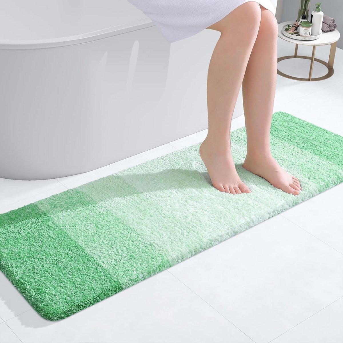 Homaxy Badkamertapijt Groen - Hoogpolig Microvezel Badmat - 40 x 120 cm