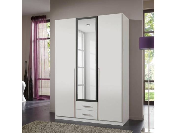 Armoire à portes battantes Nuevo 135cm Blanc/Blanc alpin/Anthracite