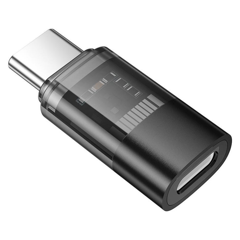 Hoco Cable adapter Type C (male) to Lightning (female) UA36D transparent black (USB-C, Lightning) (6942007647236)