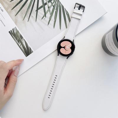 Everyday Crate Samsung Galaxy Watch4 Leather Strap Double Sided Adjustable Replacement Watch Band white