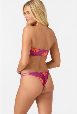 O'Neill s Avery Painted Floral Bondi Skimpy Bottoms in Raspberry, Size Large, Elastane/Polyamide