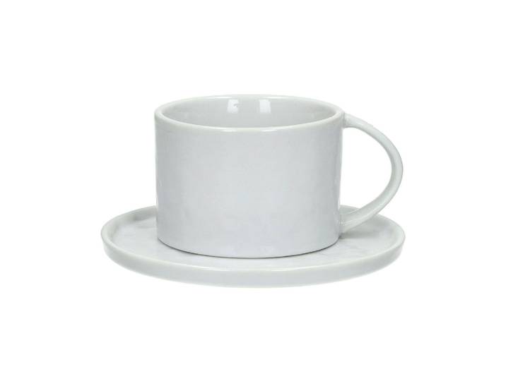 Grande tasse en porcelaine blanc, avec soucoupe, ronde - Pomax, W