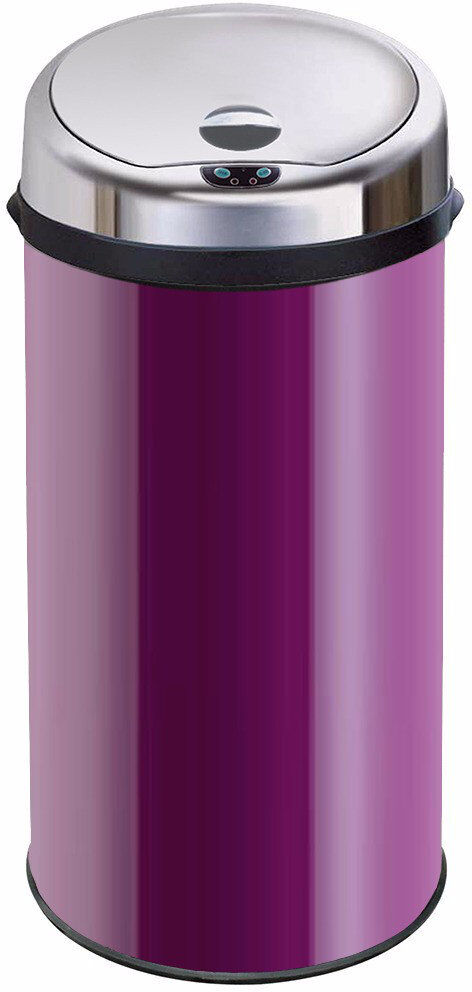 Symple Stuff Ladson Steel Motion Sensor Kitchen Trash Can Purple 42L