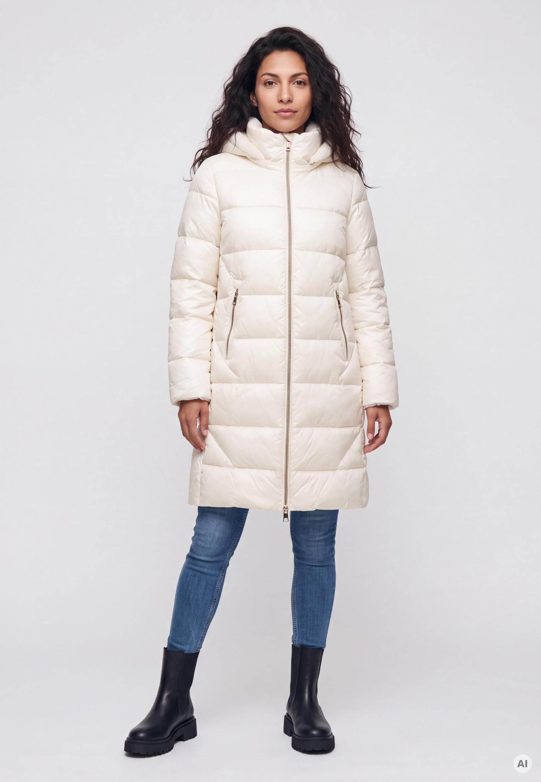 Steppmantel MILESTONE "MSMiranda", Damen, Gr. 34, creme, Casual, regular fit, Mäntel Steppmantel, mit abnehmbarer Kapuze