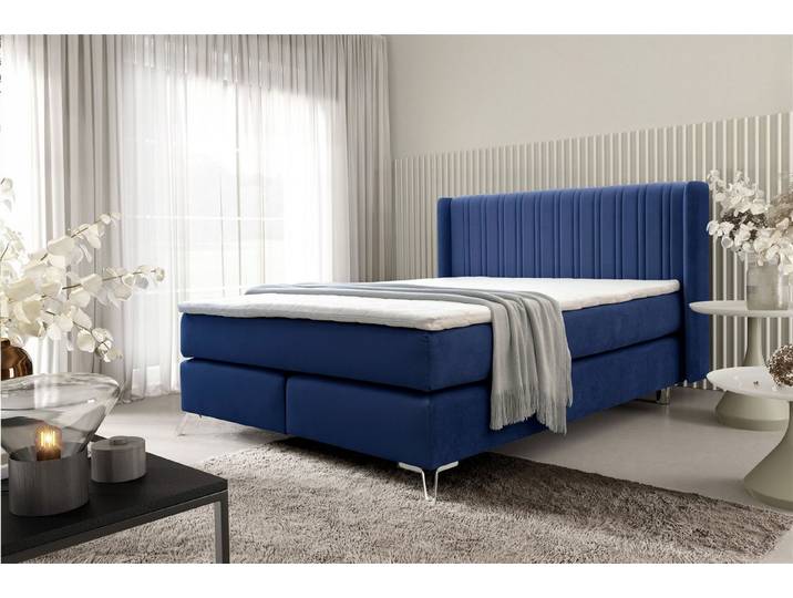 Fun Möbel Boxspringbett Schlafzimmerbett AGNUS in Stoff Salvador (inkl. Topper), Kopfteil trendig gerundet