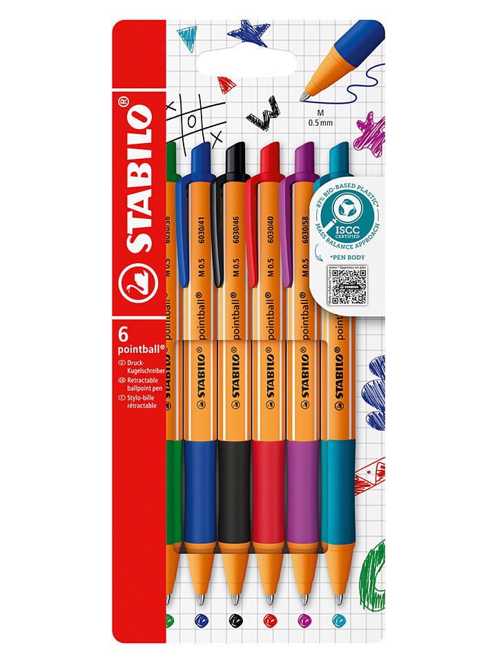 Druck-Kugelschreiber "STABILO point 88" - 6 Stück - onesize
