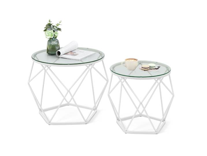 Tables d'appoint bout de canapé style moderne plateau amovible blanc