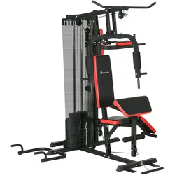SPORTNOW Kraftstation Multifunktionale Fitnessstation mit Butterfly-, Latzugstange Curler