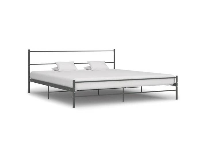 Lit adulte BEST - King Size - Métal - Gris - Design contemporain