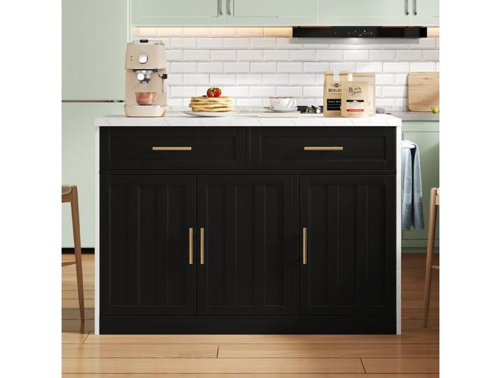 Îlot de cuisine avec prise électrique port USB câble d'alimentation de 1 5 m et porte-serviettes noir