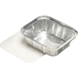 Papstar Aluschalen 14512, mit Einlegedeckel, 0,5 l, eckig, 14 x 11,4 x 4,2cm, 25 Stück