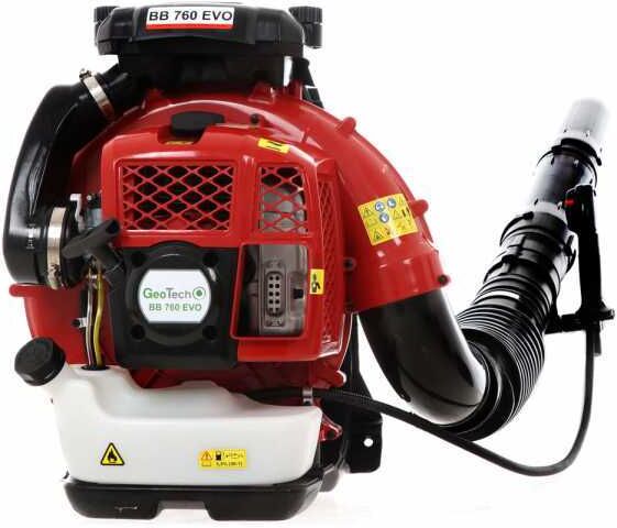 Rückentragbarer Benzin Laubbläser GeoTech BB 760 EVO - gepolsterte Rückenlehne - 3,6 PS