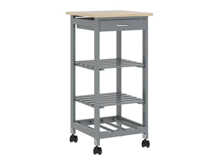 [en.casa] Servierwagen Biel, Dunkelgrau, Holzwerkstoff, Kautschukholz, 3 Fächer, 1 Schubladen, 37x76x37 cm, Esszimmer, Servierwagen