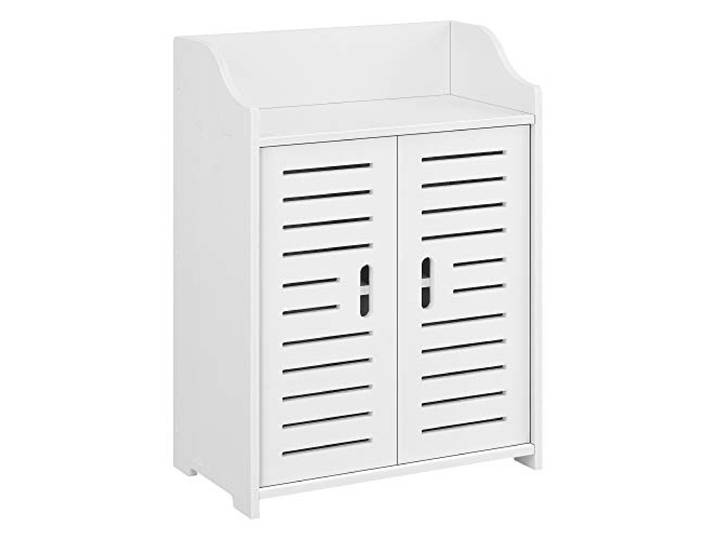 [en.casa] Badezimmerschrank Trosa 62 x 45 x 25 cm Badschrank Wandschrank Ablage Beistellschrank WPC Weiß