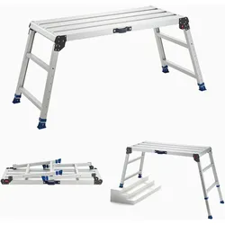 VEVOR Arbeitsplattform 1016x457mm, Klappbare Arbeitsbühne aus Alu mit 226,8kg Tragkraft, 584-876mm Höhenverstellbare Laufbühne mit Sicherheitsverriegelung, Tragbare Stufenleiter für Haus Werkstatt