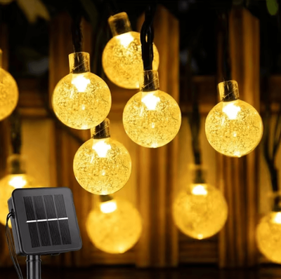 Inspire Curations Solar Crystal Globe String Lights With 8 Lighting Modes warm 6.5m30leds