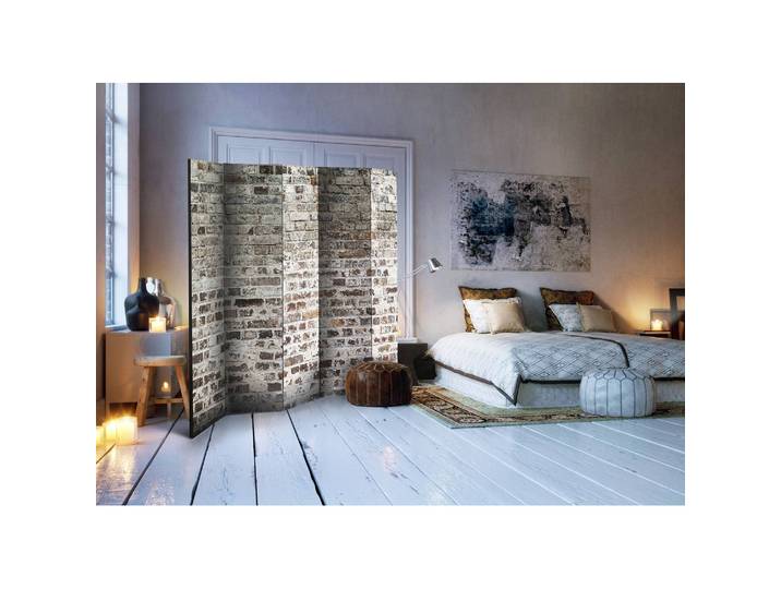 Paravent Old Walls Fleece Braun 225 x 172cm 5-teilig