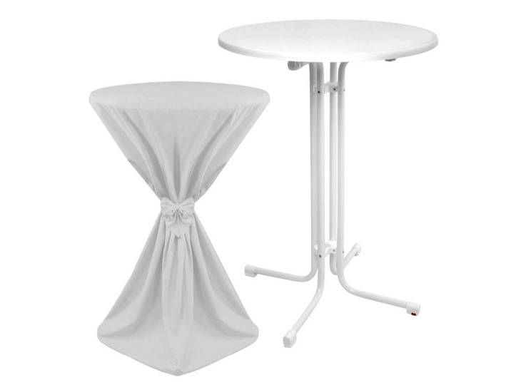STEHTISCH Sylt Ø 70cm Weiß mit Giulia Stehtischhusse Ø 70cm Weiß