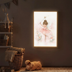 NACHTTISCHLAMPE MIT AKKU Ballerina - Fee - Blumen - Rosa 70x100 cm
