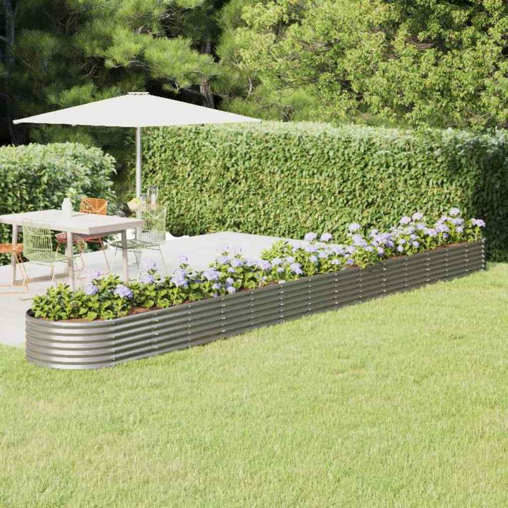 vidaXL Jardinera arriate acero galvanizado plata 620x80x36 cm Plateado