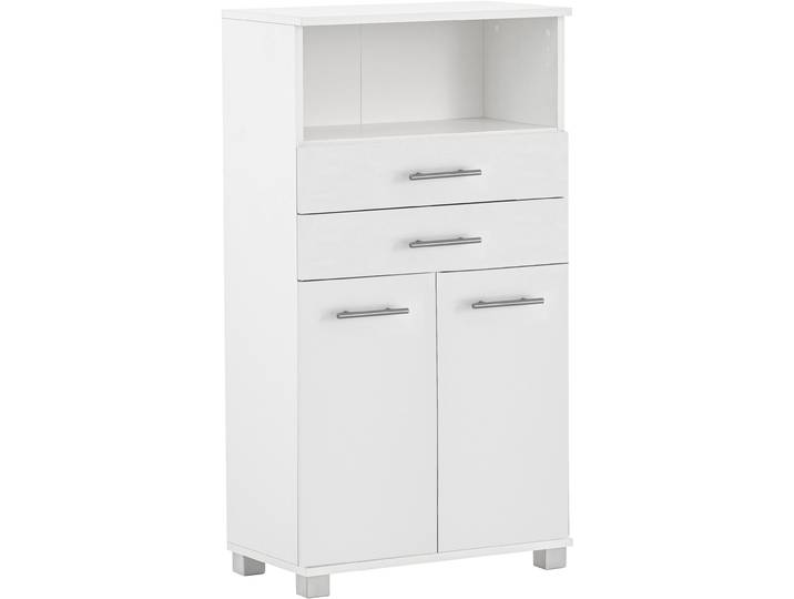 Midischrank WELLTIME Emmi, Breite 59 cm , weiss (mattweiß), B:59,8cm H:110,5cm T:32,6cm, FSC-zertifizierter Holzwerkstoff, Schränke, Midischrank, 2 Türen, Metallbeschläge