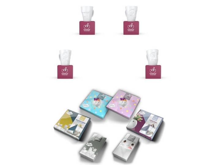 FIFTYEIGHT PRODUCTS Becher Henkelbecher-Set 4-tlg. - jeweils 350 ml + Servietten - Henkelbecher W, 1-tlg.