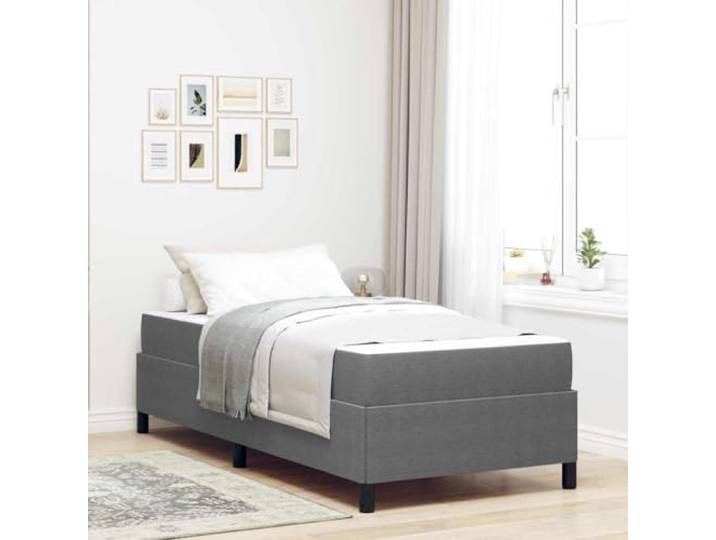 Holzwerkstoff atmungsaktiver Stoff Bettgestell Design Eleganz Stoffakzent Bettgestell mit Matratze Hellgrau 90x200 cm Stoff Einzelbett inklusive Taschenfederkern Lattenrost Modern