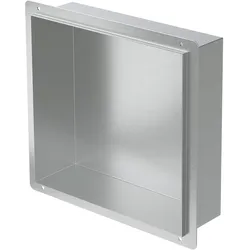 LuxeBath Duschnische 30x30 cm Silber aus Edelstahl Unterputz Rahmen Wandnische Duschablage