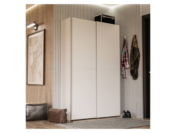 Armoire portes coulissantes B 120 x 191 x 42cm Blanc/Blanc